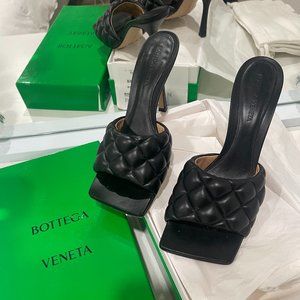 bottega veneta padded black mule heels